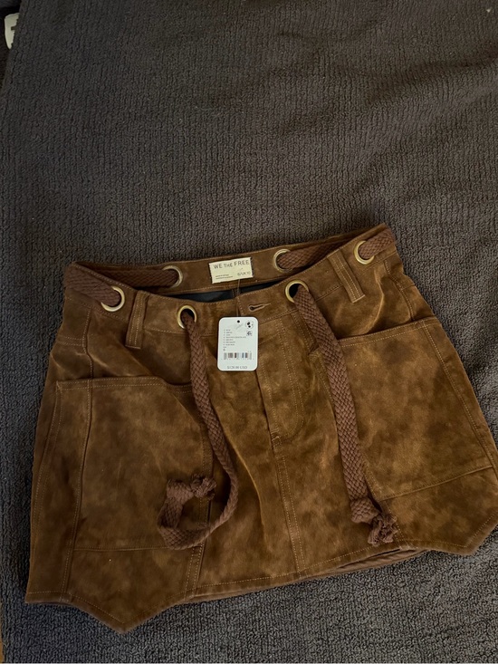 We The Free Dresses & Skirts - We The Free Chestnut Brown Suede Mini Skirt with Braided Waist Tie